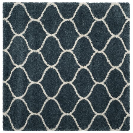 Safavieh 5 x 5 ft. Hudson Shag Power Loomed Square Area Rug; Slate Blue & Ivory SGH280L-5SQ